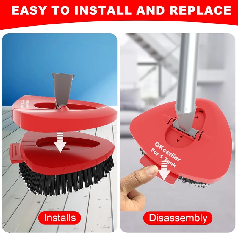 OKcedier Upgrade Scrub Brush Replacement Head Compatible with O Cedar EasyWring 1 Tank Spin Mop, Mop Replace Head Brush,Scrubber Floor Cleaning Brush,More Layers of Bristles for Bathroom, Deck, Tile, Kitchen - Image 5